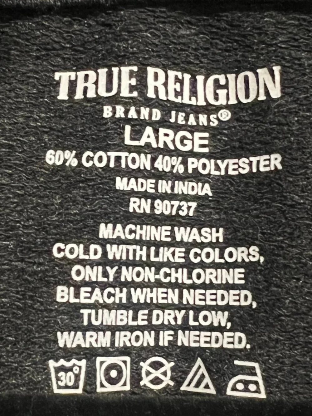 TRUE RELIGION Hooded Sweatshirt Pullover Lightweight Charcoal Gray NWT L